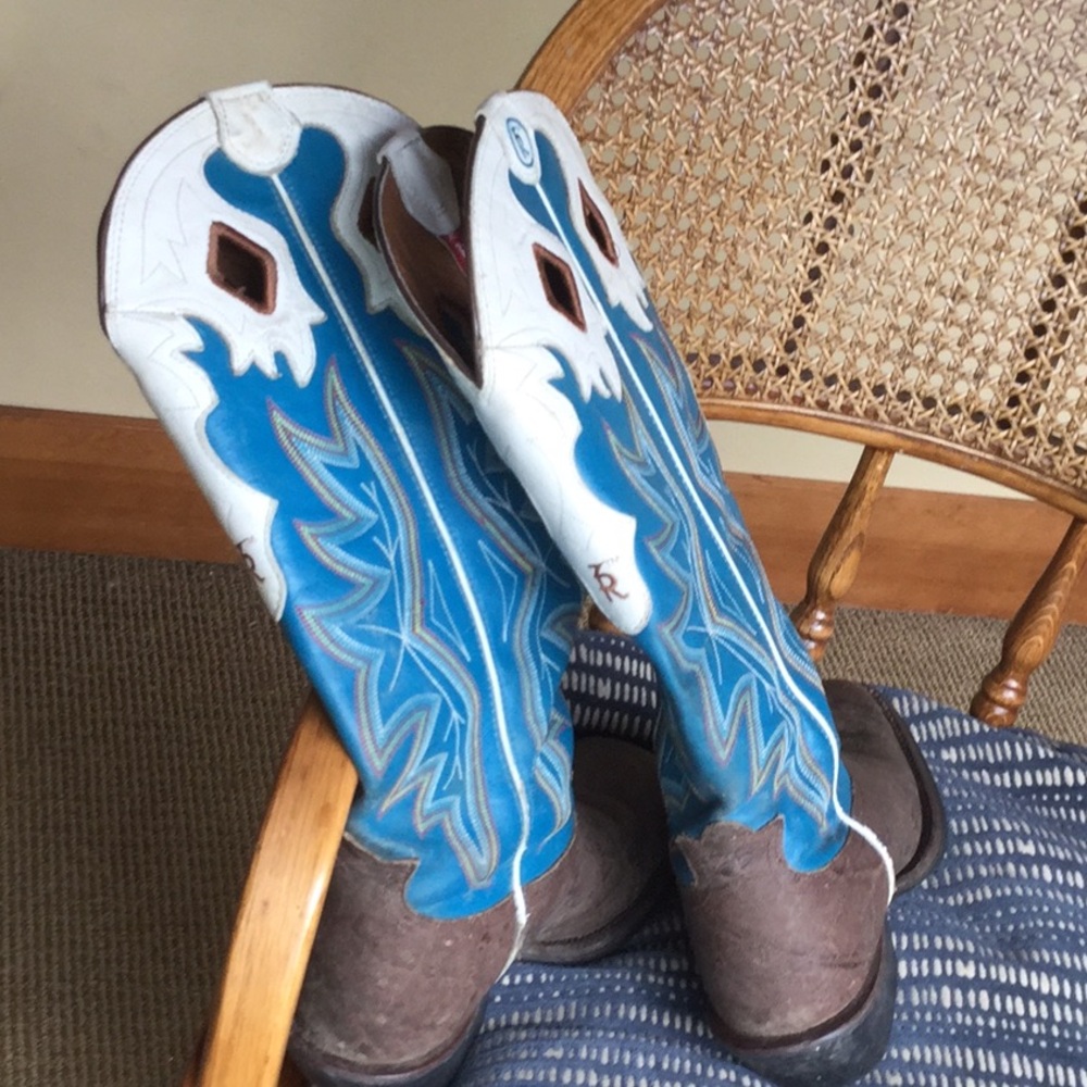 Tony lama buckaroo cowboy rodeo boots western ranch equestrian cowgirl roper - Picture 5 of 12